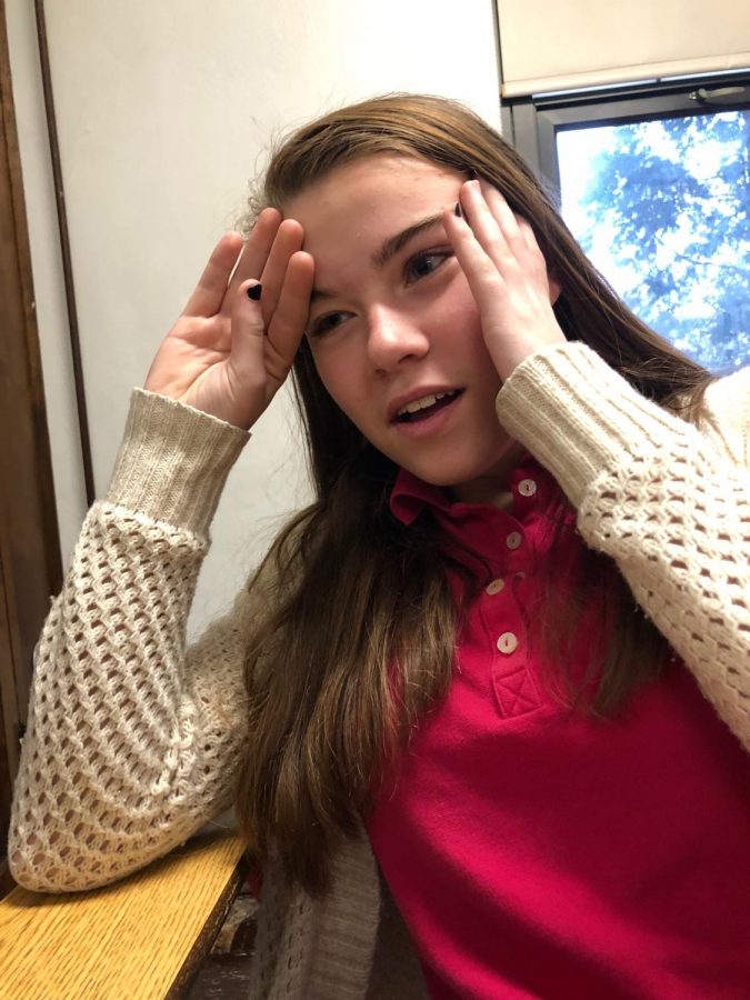 Sophomore+Christina+Huff+is+sweating+in+Mr.+Shott%E2%80%99s+classroom.+The+heating+system+has+not+been+properly+functioning+the+past+couple+weeks.+%E2%80%9CI+like+classrooms+when+they+are+cooler.%E2%80%9D+