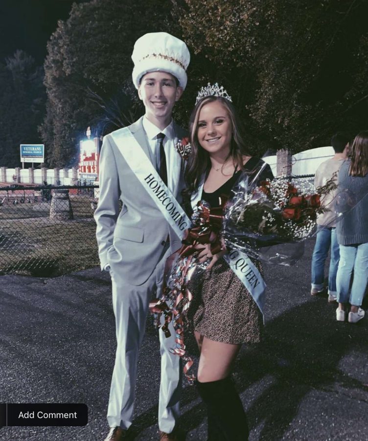 Homecoming+King%2C+Owen+Golden+and+Homecoming+Queen%2C+Madison+Dalton+stood+together+after+being+crowned.+After+being+crowned%2C+the+two+stand+together+in+excitement%2C+as+they+will+become+future+role+models+of+PAHS.+%E2%80%9CI+ran+for+homecoming+king+because+I+asked+my+friends+if+I+should+run+and+they+said+yes%2C+you+would+win%2C%E2%80%9D+senior+Golden+said.+%0A