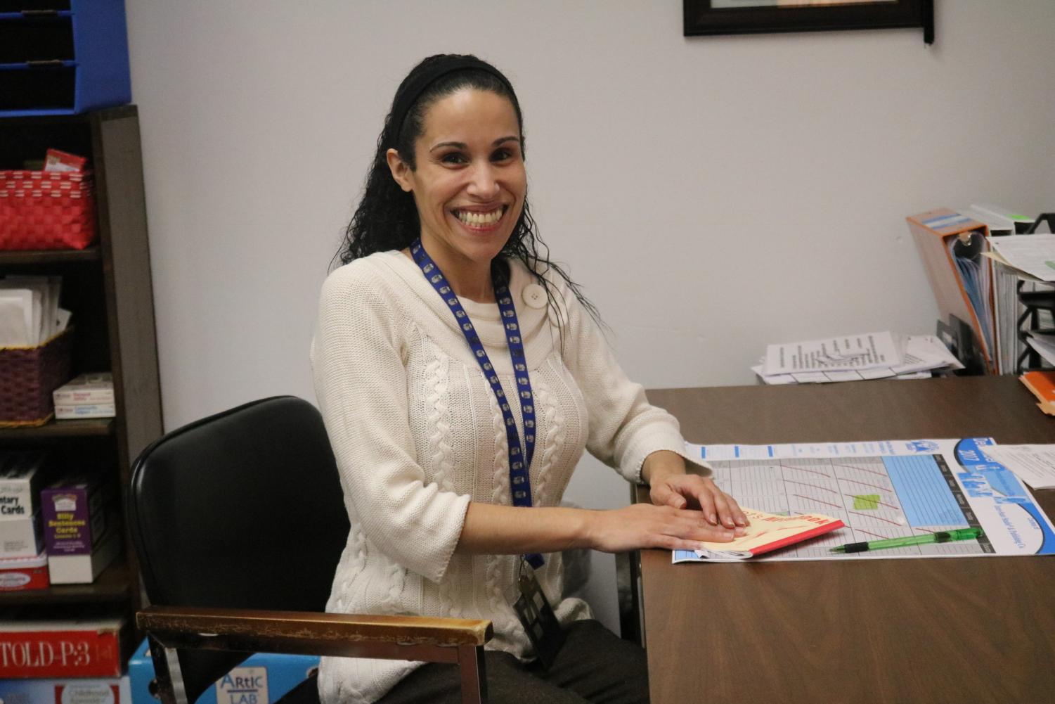 Mrs. Migdalia Gunoskey, a teacher at PASD, sits at her desk in her classroom. Mrs. Gunoskey is the McKinney-Vento coordinator at PASD, and was a part of ECYEH Awareness Week on November 13-17, 2017. “This program ensures that homeless children and youth receive free, appropriate, public education,” Mrs. Gonoskey said.